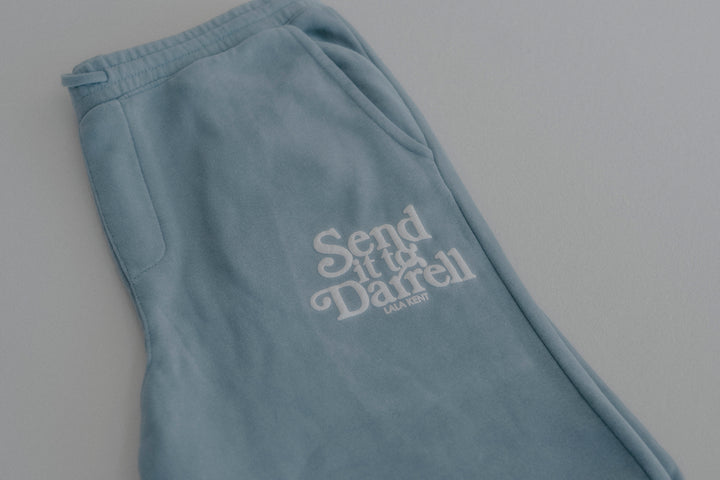 Send It To Darrell Pigment Dye Blue Sweatpants