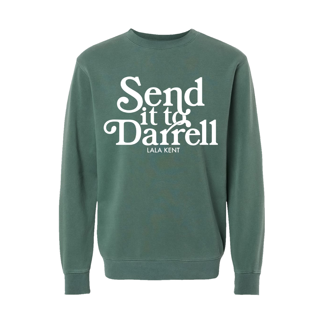 Send It To Darrell Pigment Dye Green Crewneck