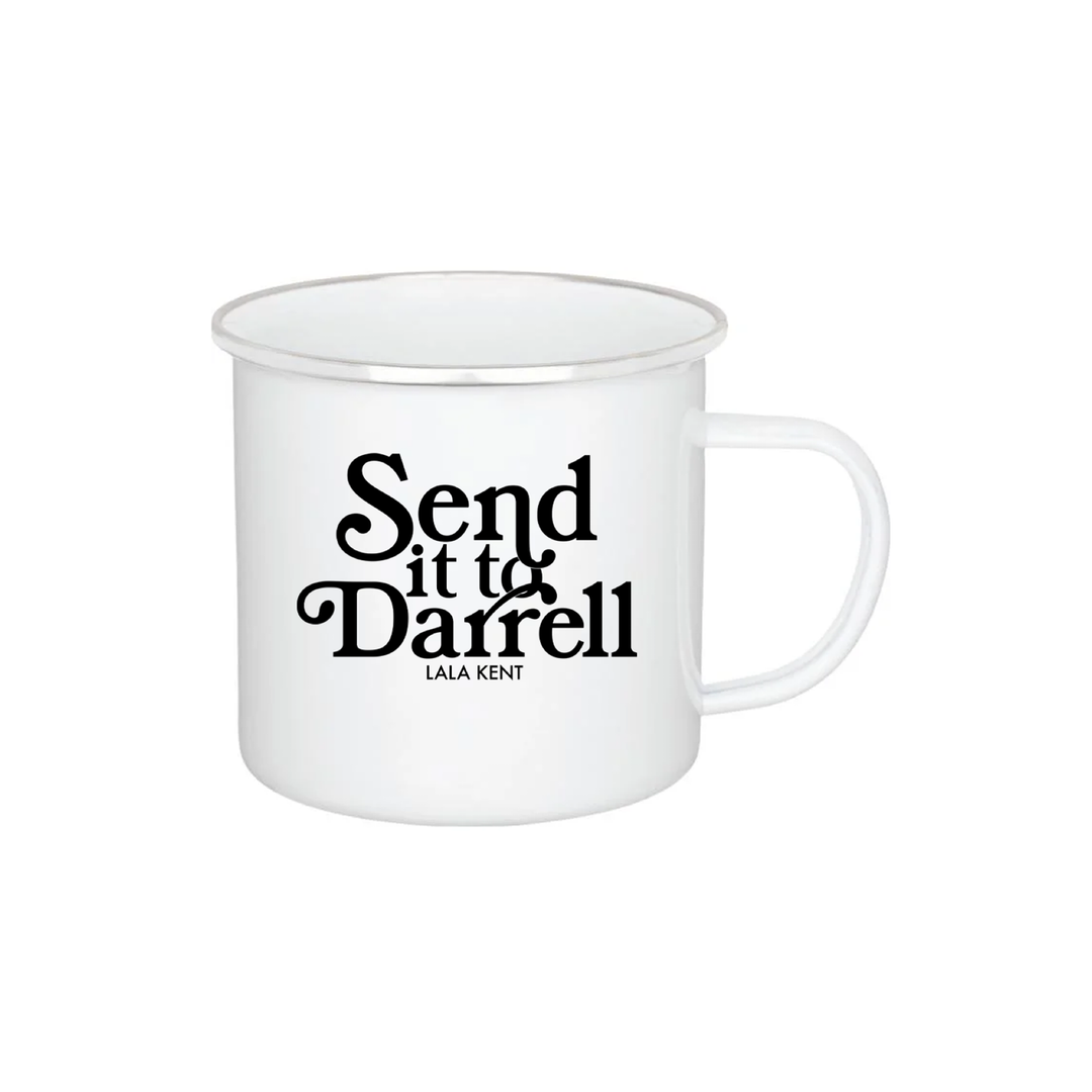 Send It To Darrell White Enamel Mug